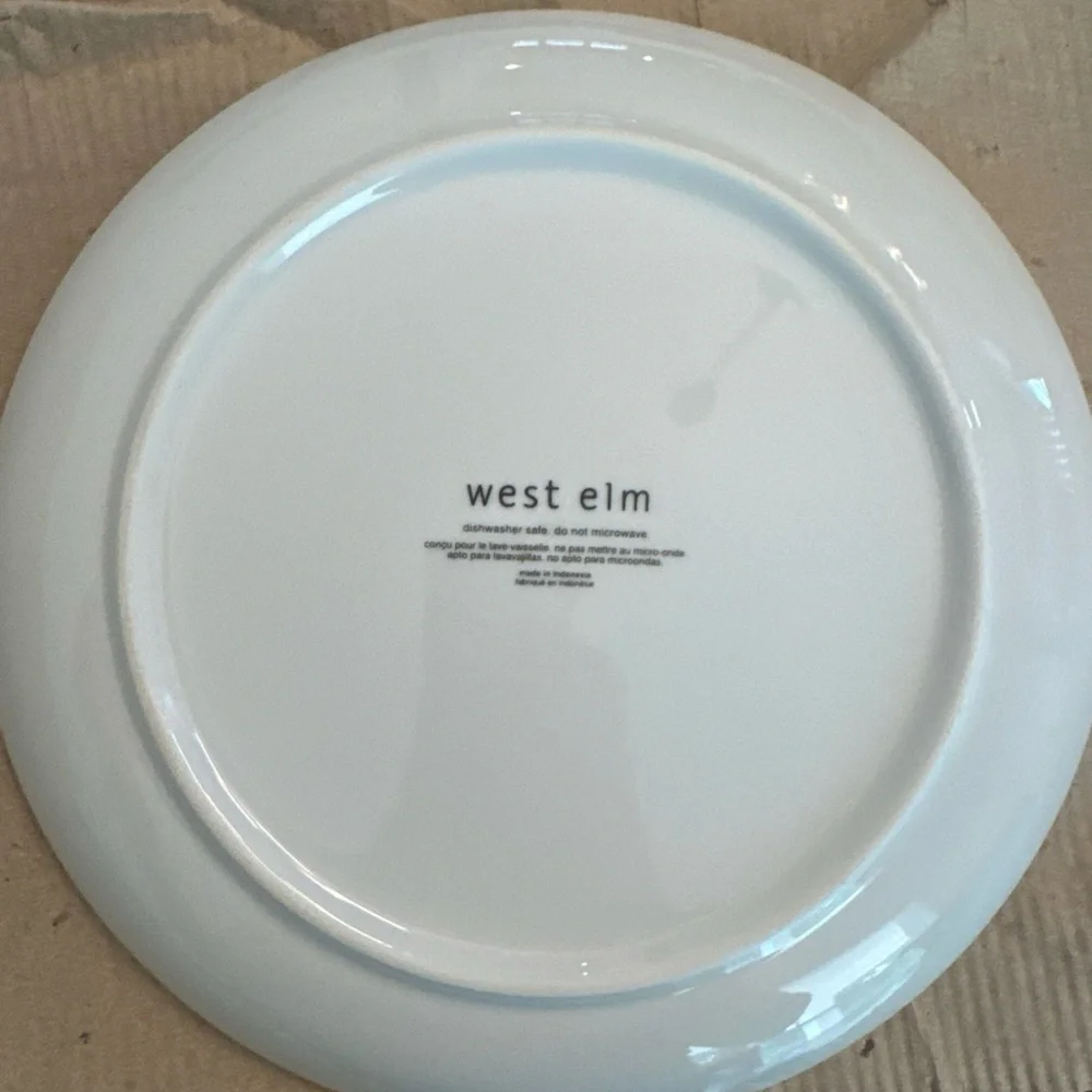 West Elm Thanksgiving White and Silver Dinnerware Plate 8.5” Thanks